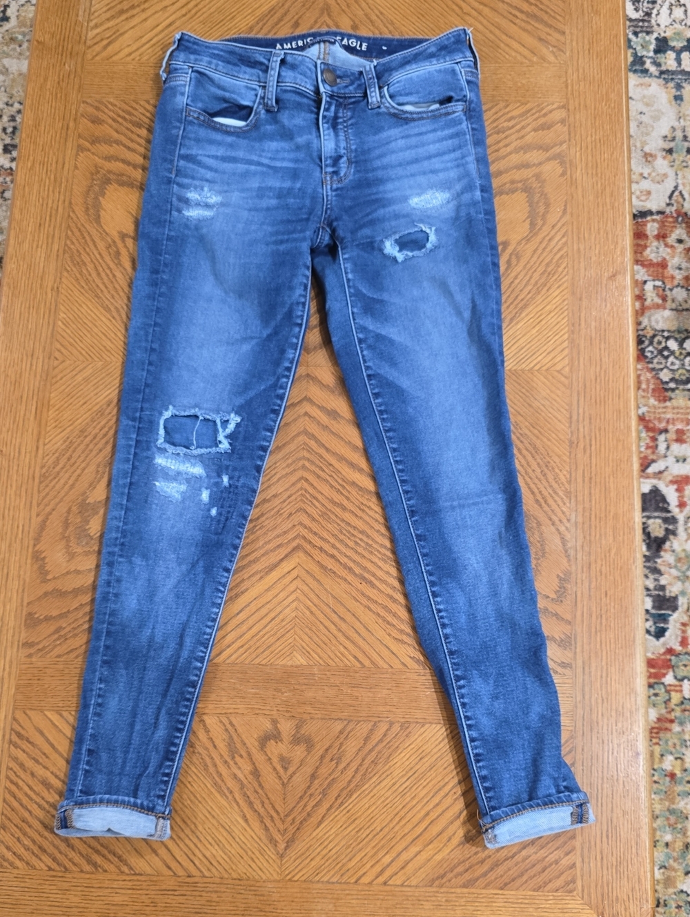 American Eagle Outfitters Women's Distressed Dark Blue Jegging